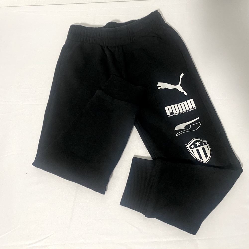 Puma Kids Trench Terry Black Joggers Size Small Thick, Warm, Comfy